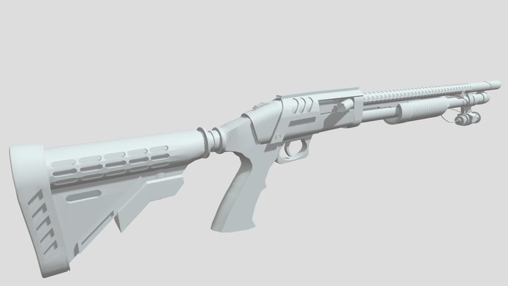 Modern, Tactical, Semi-Automatic, Trench Shotgun 3D Model