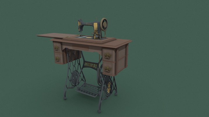 Old sewing machinе Singer 3D Model
