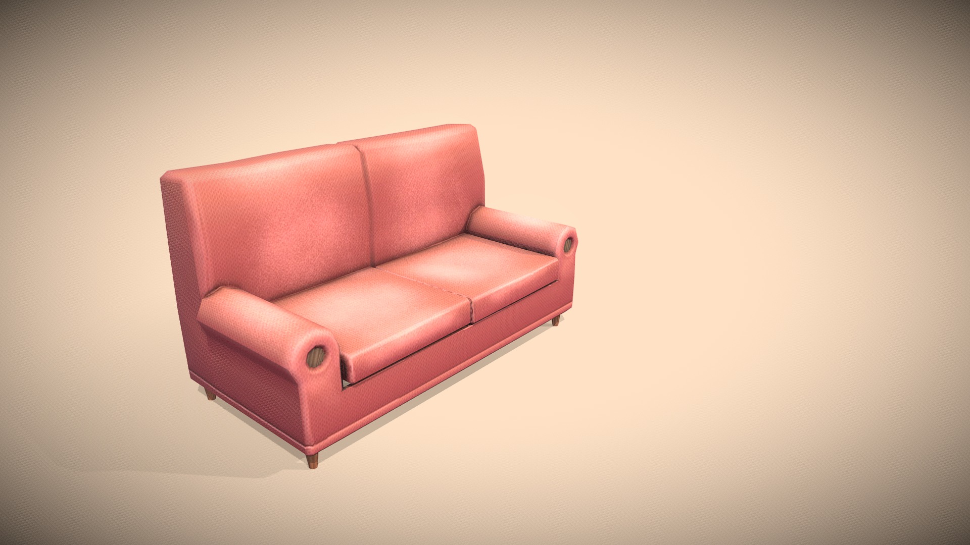 3D model game ready Couch low poly - This is a 3D model of the game ready Couch low poly. The 3D model is about a red leather couch.