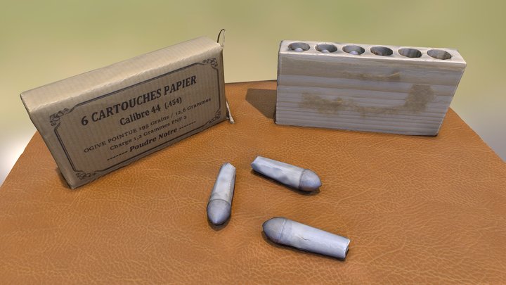 .44 black powder paper cartridges 3D Model