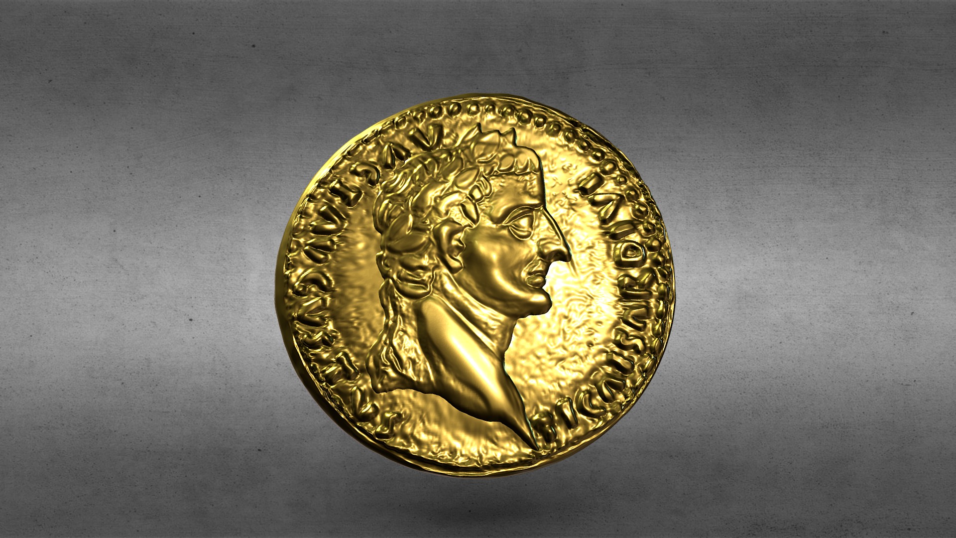 3D model Old Rome Coin-3d Print Model 2 - This is a 3D model of the Old Rome Coin-3d Print Model 2. The 3D model is about a gold coin with a lion on it.