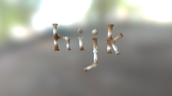 Rusty Pipe Font H-K 3D Model