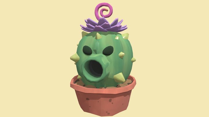 Stylized Cactus Turret 3D Model
