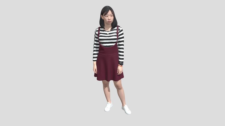 Striped Top With Burgundy Pinafore – Modello 3D gratuito STL