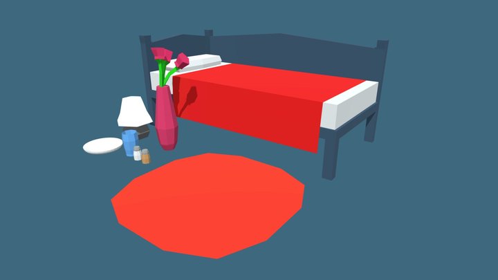 Low poly Furniture 3D Model