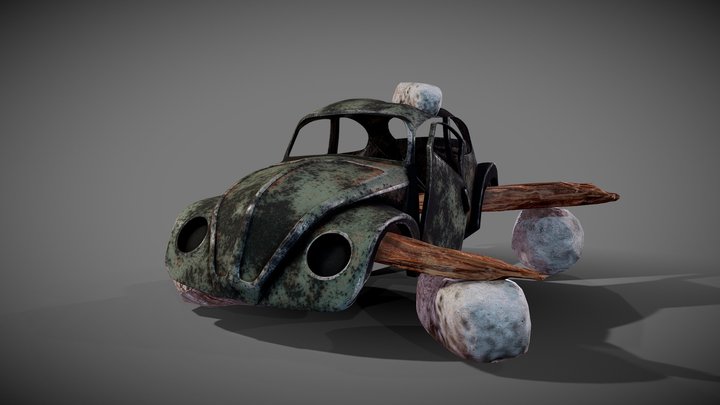 Wrecked Car 3D Model