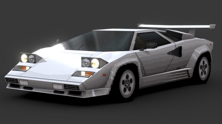 Lamborghini Countach LP 5000 QV (PS1 Low-Poly) 3D Model