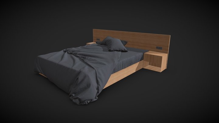 Double Slab Bed || VR Ready 3D Model