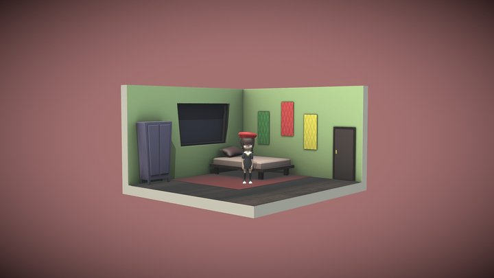 Girl and green room 3D Model