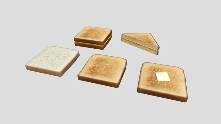 Bread, Toast, and Grilled Cheese (Game Ready) 3D Model