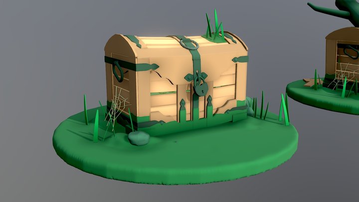 Chest in a forest 3D Model