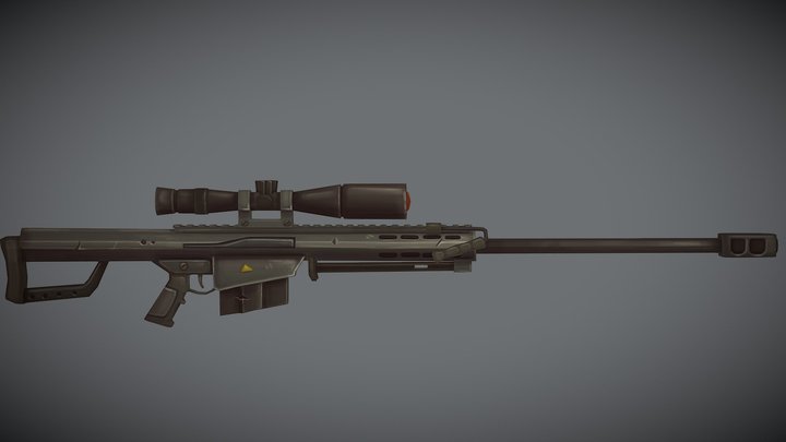 Low poly Barrett M82 Stylized 3D Model