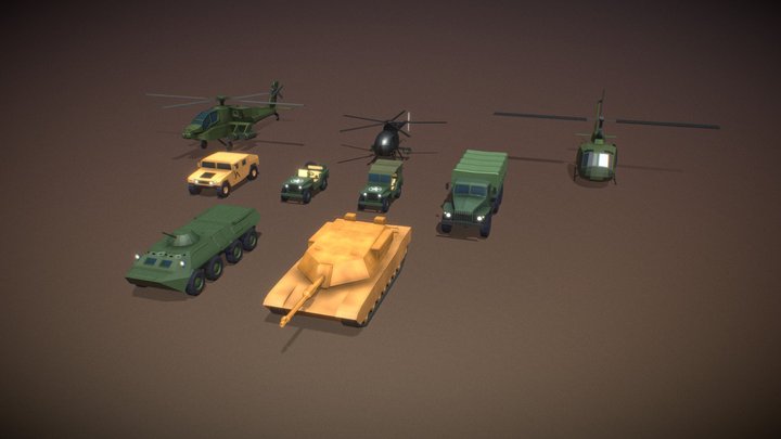 Lowpoly Military Veichles Pack 3D Model