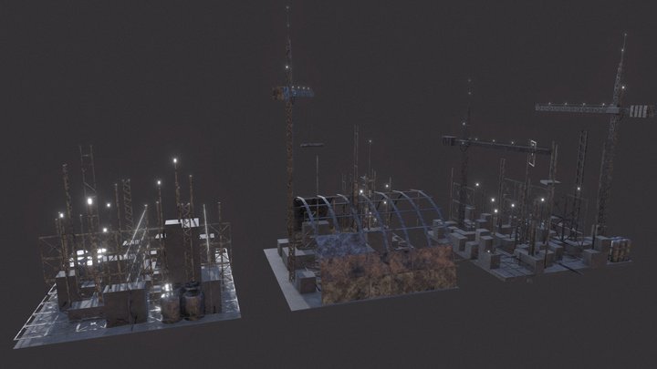 Sci-fi building blocks 3D Model