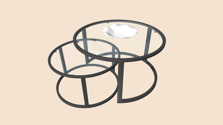Coffee Table - Modern, Circular, Glass & Metal 3D Model