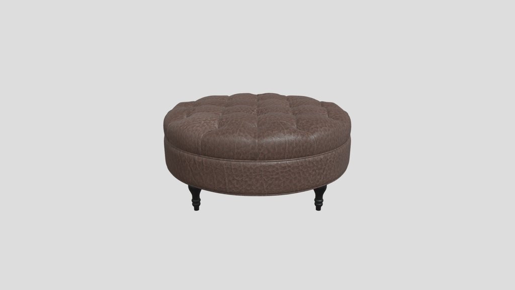 Adams Round Leather Ottoman