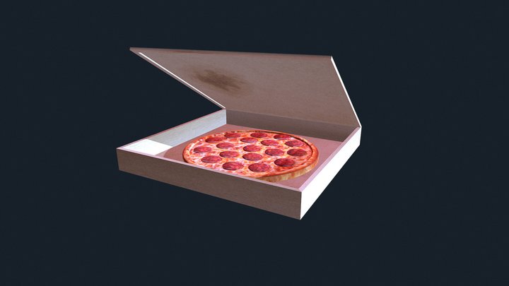 Retro Style Pepperoni Pizza 3D Model