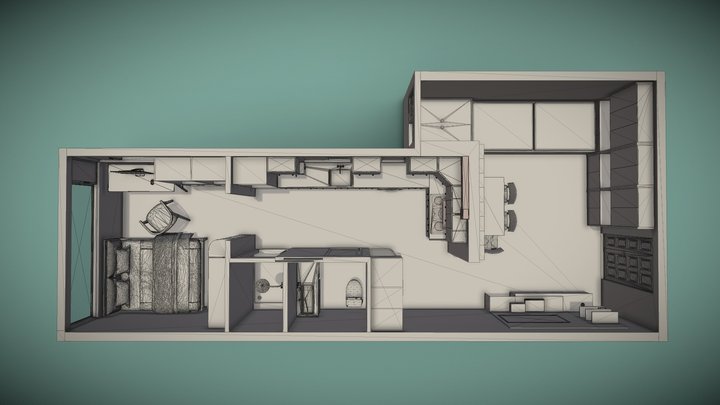 小户型随笔画001白膜 – Kostenloses 3D-Modell STL