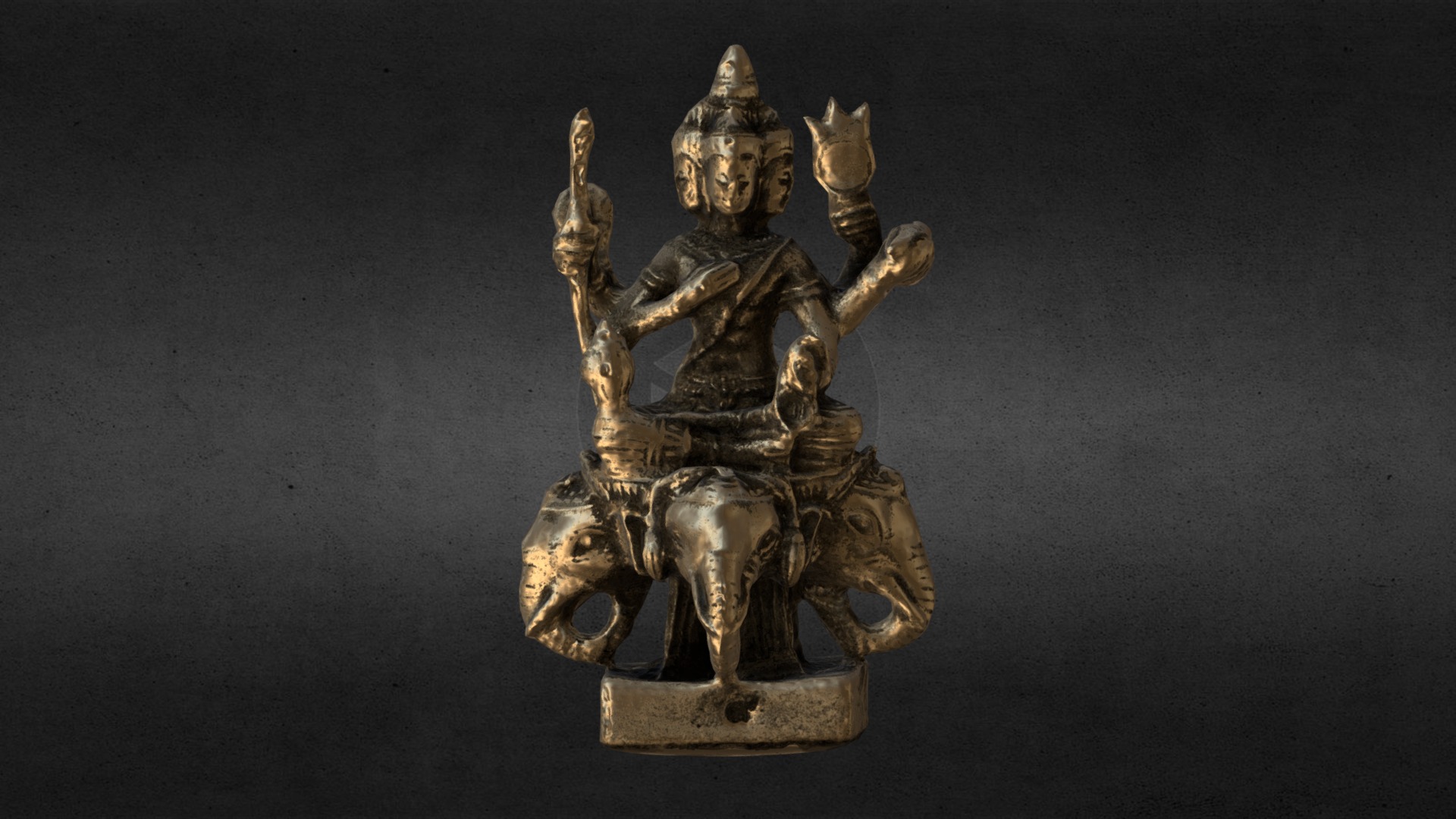 3D model Brahma photogrammetry – materials remake - This is a 3D model of the Brahma photogrammetry - materials remake. The 3D model is about a statue of a person holding a staff.