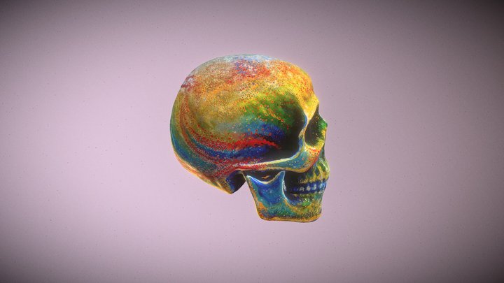 A skull, Van Gogh's art 3D Model