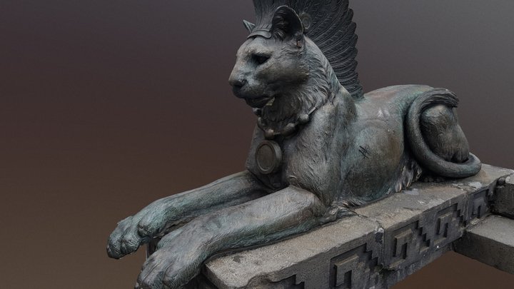 Lion on the monument to Cuauhtémoc, Mexico City 3D Model