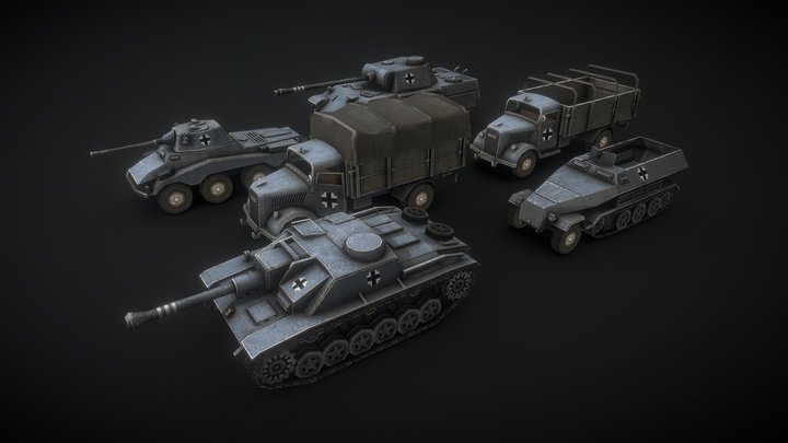 WW2 German Low Poly Tanks #2 3D Model