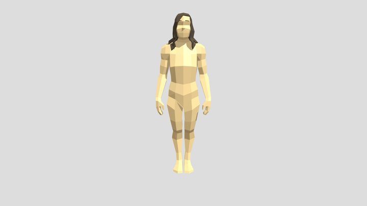 Low poly female rigged 3D Model