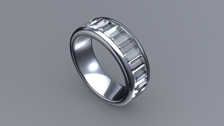 Channel Diamond Ring 11K 3D Model