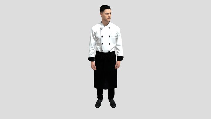 Chef in White Jacket and Black Apron – Kostenloses 3D-Modell STL
