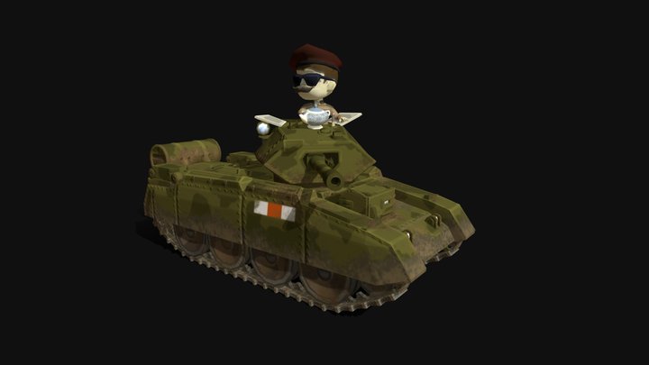 Tank with little commander 3D Model