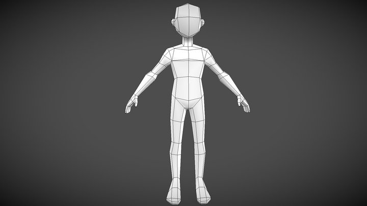 Low Poly Male Character Base 3D Model