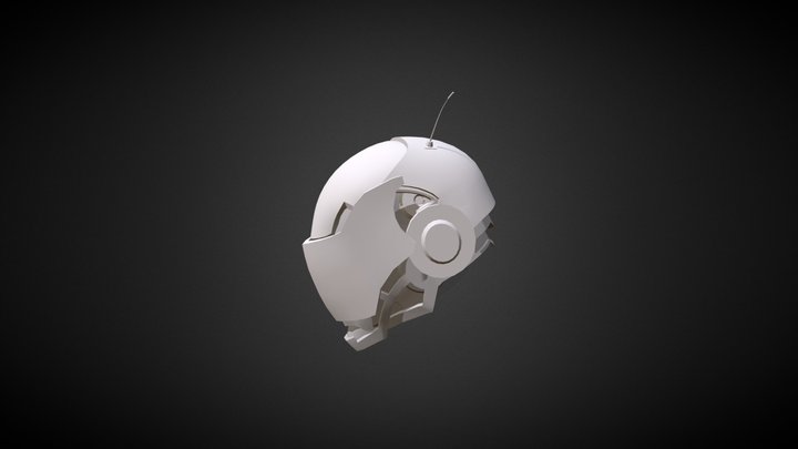 Sci-Fi Soldier Helmet Head Blockout 3D Model