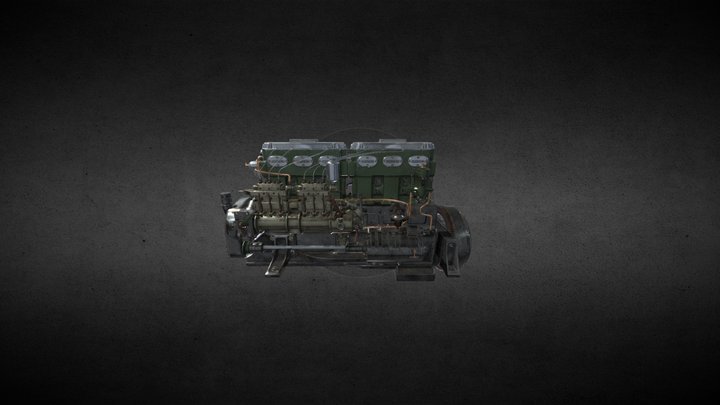 Gardner Diesel Engine - Low Poly Game Asset 3D Model