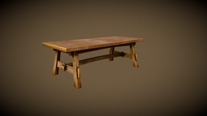 Wood Table 3D Model