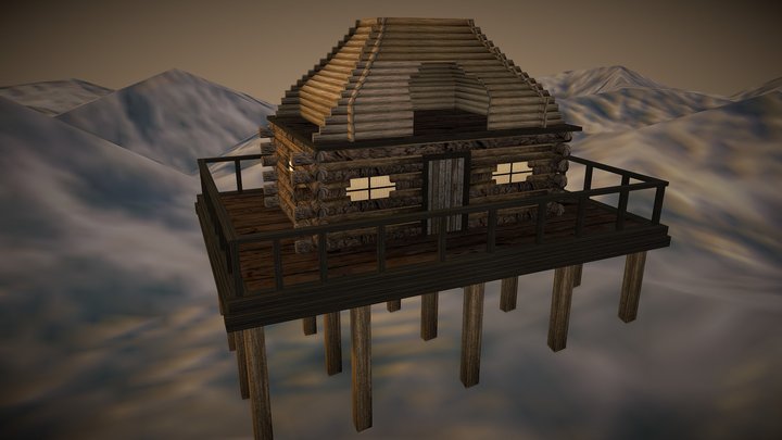 Japanese Log Cabin 3D Model