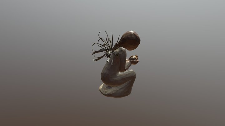 Praying Angel Statue 3D Model