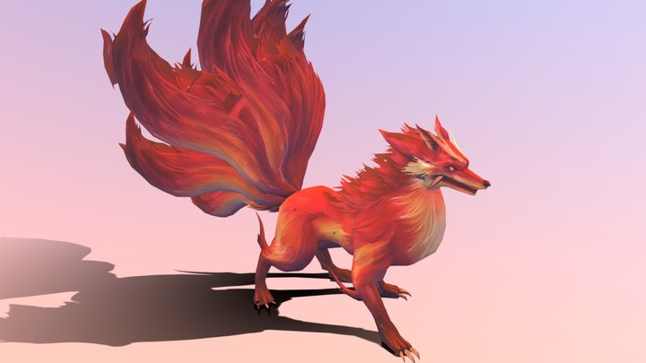 Red Fire Fox Nine Tails 3D Model
