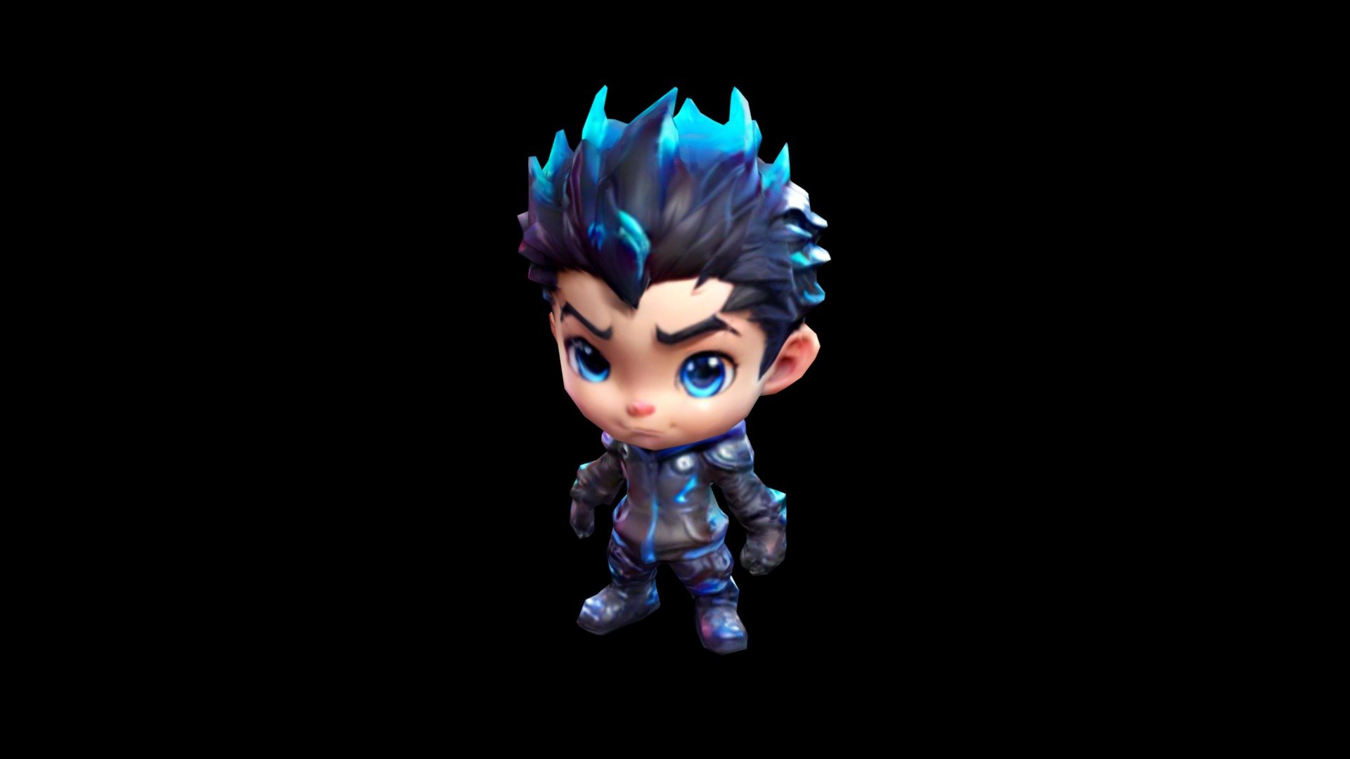 3D animated character with spiky black hair and - Download Free 3D ...