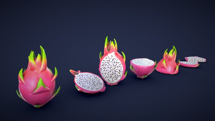 Stylized Pitaya / Dragon Fruit - Low Poly 3D Model