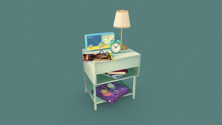 Stylised Bedside Table 3D Model