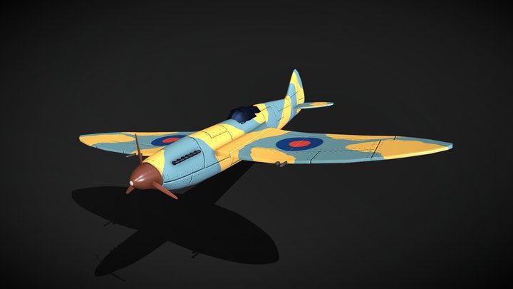 Hand Painted WW2 Spitfire 3D Model