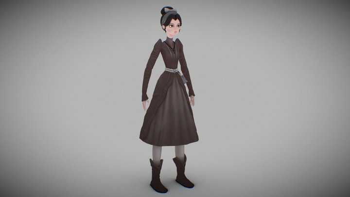 Handpaint 19th Century German Girl Real Time 3D Model