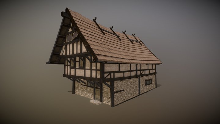 Low Poly building for mobile game 3D Model
