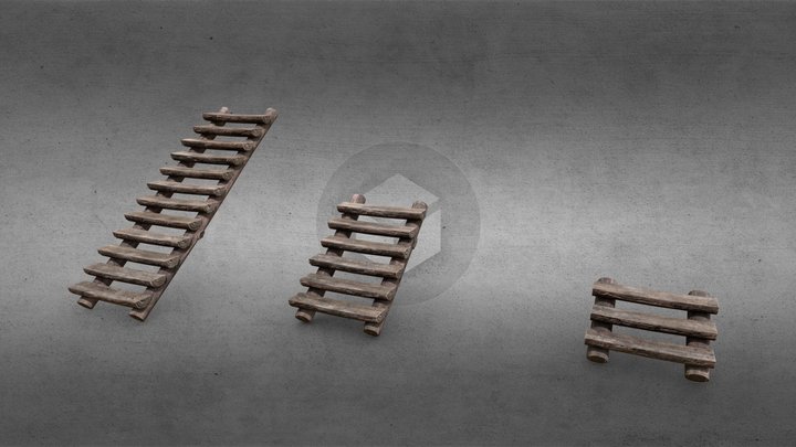 Simple Log Stairs - 3 Sizes 3D Model