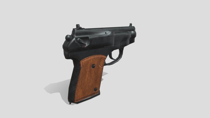 Low poly Pistol02 3D Model