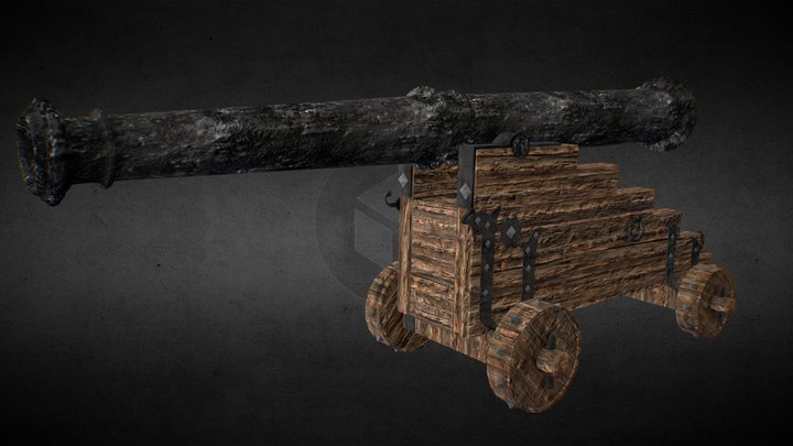 English Saker Ship Cannon 3D Model