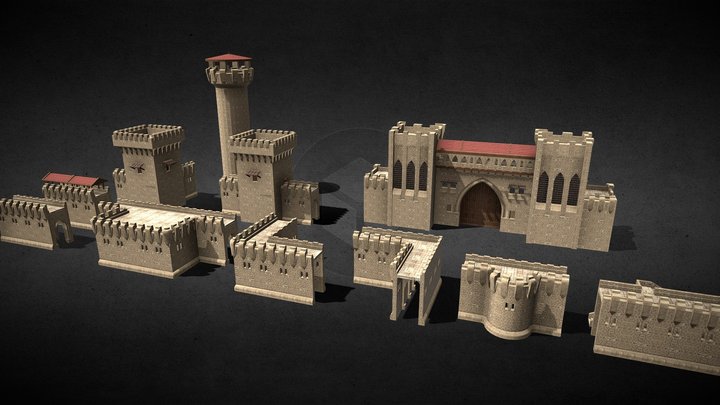 Castle walls 3D Model
