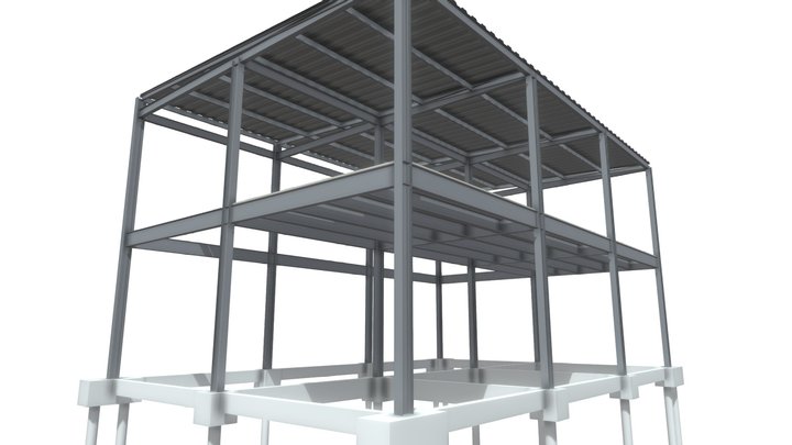 Projeto Estrutura Metálica - Edifício Comercial 3D Model