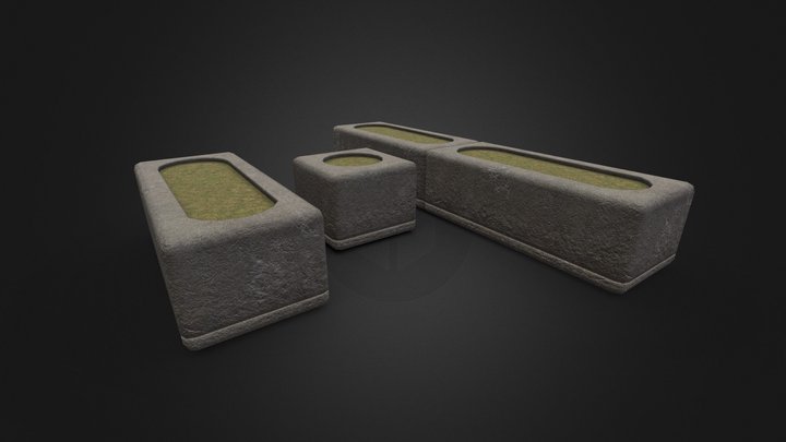 Concrete Grass Blocks | Game Ready | 4K 3D Model