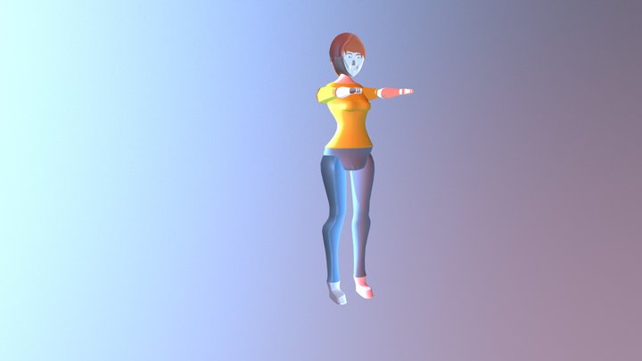 Female Character Backflip 3D Model